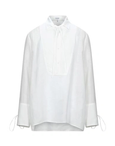 Loewe Tie-neck Linen Shirt In White