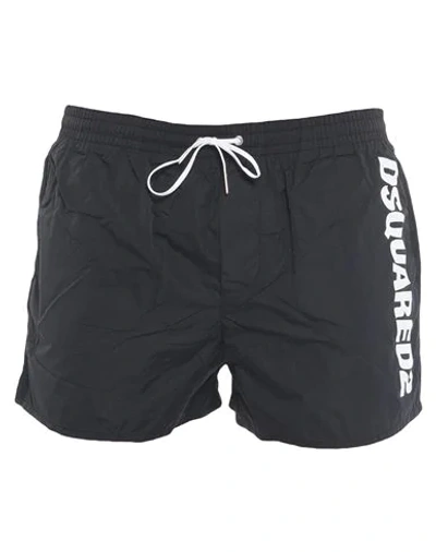 Dsquared2 Logo-print Regular-fit Swim Shorts In Black