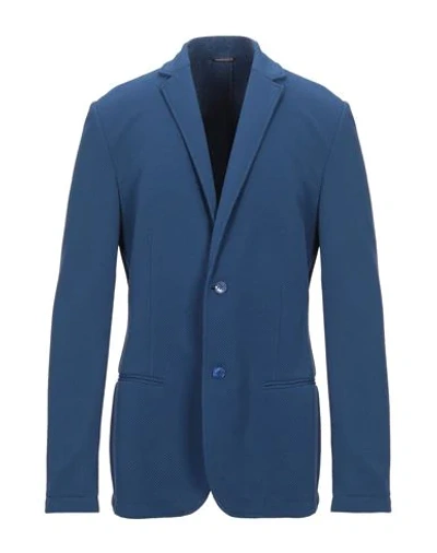 Grey Daniele Alessandrini Suit Jackets In Slate Blue
