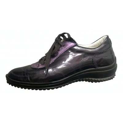 Pre-owned Baldinini Leather Trainers In Purple