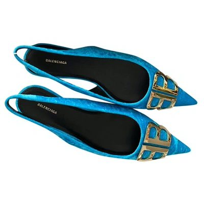Pre-owned Balenciaga Velvet Sandals In Blue