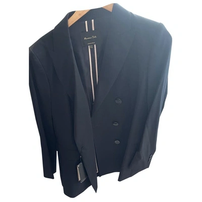 Pre-owned Massimo Dutti Wool Coat In Blue