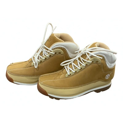 Pre-owned Timberland Leather Ankle Boots In Beige