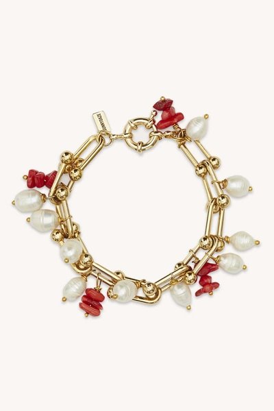 Rebecca Minkoff Pearl Link Chain Bracelet In Gold