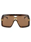 Gucci Tortoiseshell & Gold Square Sunglasses In 002 Havana Havana Brown