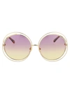 Chloé Gradient Round Metal & Acetate Sunglasses In 002 Gold Gold Pink