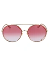 Chloé Ch0041s Gold Sunglasses In 004 Gold Pink Red