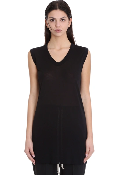 Rick Owens V Neck Sl T Topwear In Black Viscose