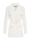 Golden Goose Double-breasted Clizia Blazer With Belt At The Waist In Optic White