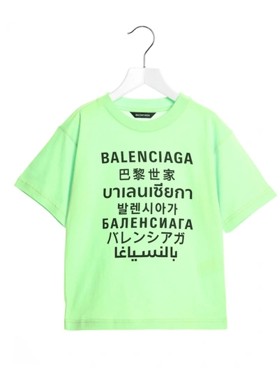 Balenciaga Kids' Boy's Logo Short-sleeve Graphic T-shirt In Green