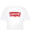 LEVI'S WHITE T-SHIRT FOR GIRL WITH LOGO,LKE0220 E0220 001