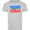 LEVI'S GREY T-SHIRT FOR KIDS WITH LOGO,LKE8568 E8568 078