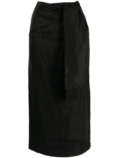 Sir Black Ambroise Linen Midi Skirt