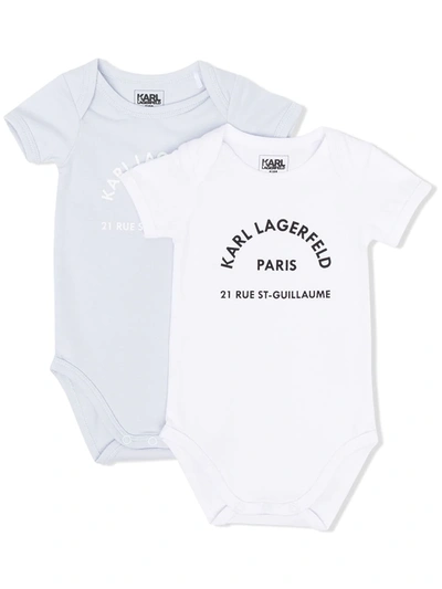 Karl Lagerfeld Babies' Karl Rocks Logo-print Bodysuit In Light Blue