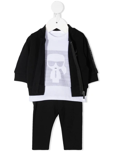 Karl Lagerfeld Babies' K/ikonik-print Tracksuit Set In Black