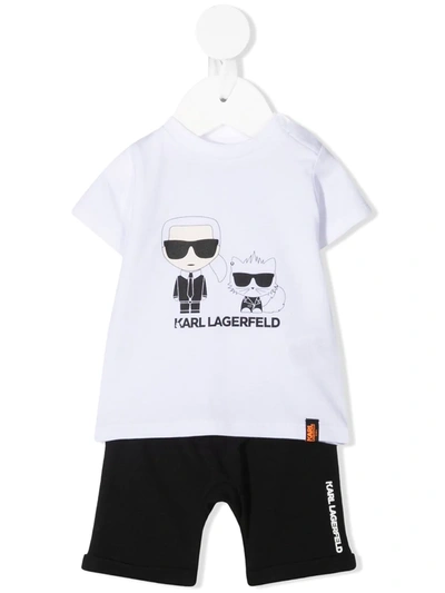 Karl Lagerfeld Babies' Karl & Choupette-print Tracksuit Set In White