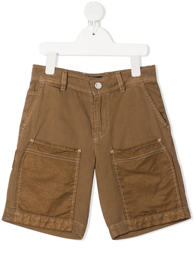 Diesel Kids' Cotton Bermuda Shorts In Brown