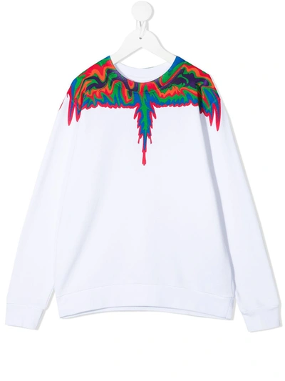 Marcelo Burlon County Of Milan Teen Wings-print Cotton-blend Sweatshirt In White
