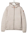 Save The Duck Logo-sleeve Padded Jacket In Neutrals