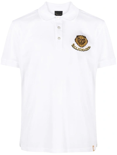 Billionaire Lion Logo Embroidered Polo Shirt In White
