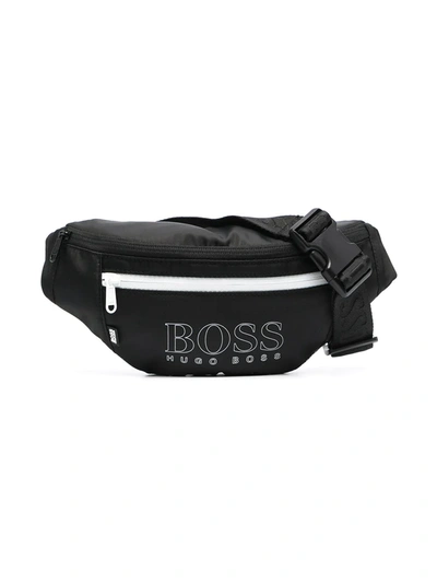 Bosswear Kids' 对比拉链logo腰包 In Black