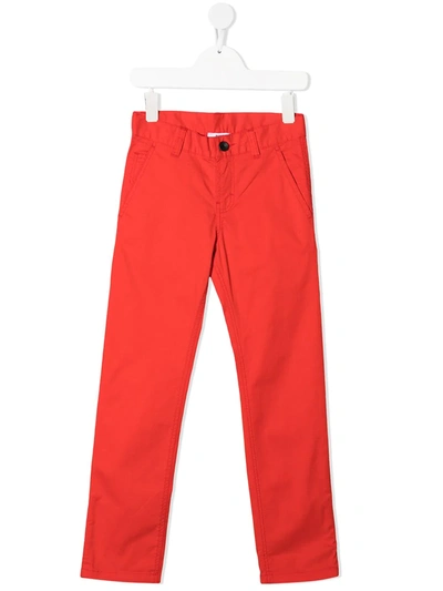 Bosswear Kids' Slim-cut Cotton Trousers In Red