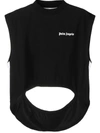 Palm Angels Cutout Cotton Jersey Tank Top In Black