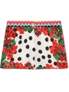 Dolce & Gabbana Dot Print Cotton Poplin Shorts In Red