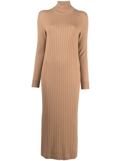 Loro Piana Knitted Long Dress In Brown