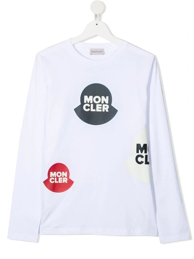 Moncler Teen Multi Logo-print T-shirt In White