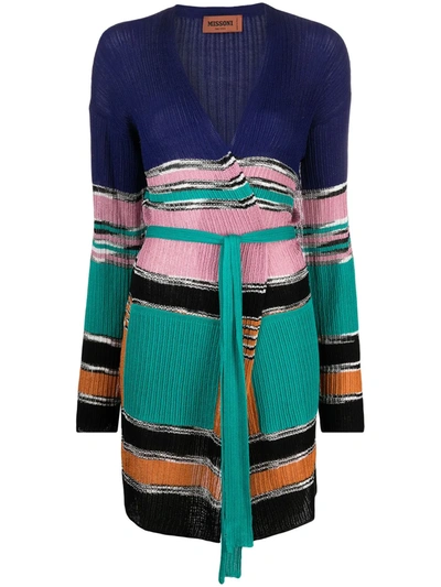 Missoni Striped Belted Cardigan In Multi