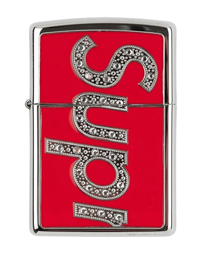 Supreme X Swarovski Zippo Lighter In Red