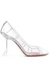 AMINA MUADDI TRANSPARENT CRYSTAL-EMBELLISHED PUMPS