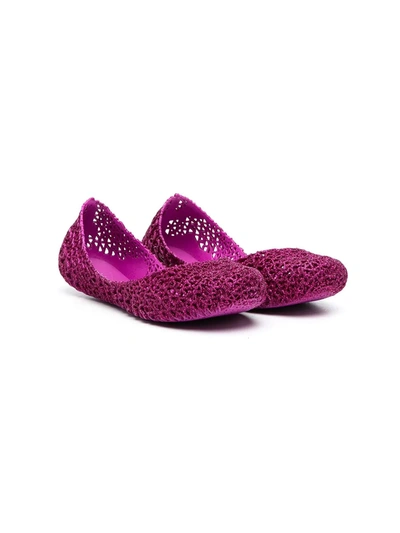 Mini Melissa Kids' Glitter-effect Ballerina Shoes In Pink