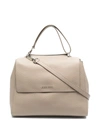 Orciani Logo-embellished Textured Tote In Neutrals