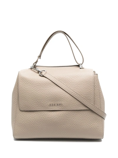 Orciani Logo-embellished Textured Tote In Weiss