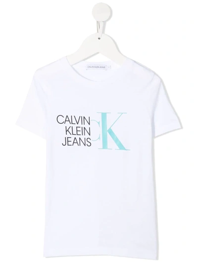 Calvin Klein Kids' Logo印花t恤 In White