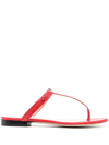 Givenchy Red  Leather Sandals With Logo