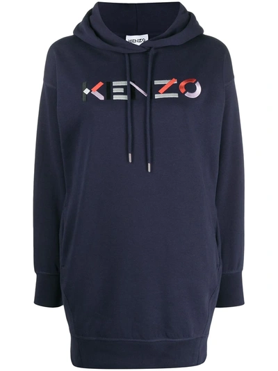 Kenzo Logo-embroidered Sweatshirt Dress In Blue