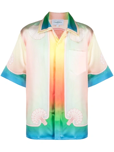 Casablanca Silk Short Sleeve Printed Shirt In Multicolor