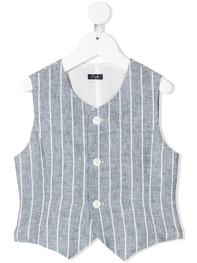 Il Gufo Kids' Stripe-print Cotton Waistcoat In Blue