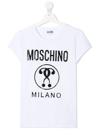 Moschino Teen Raised Logo Short-sleeved T-shirt In White