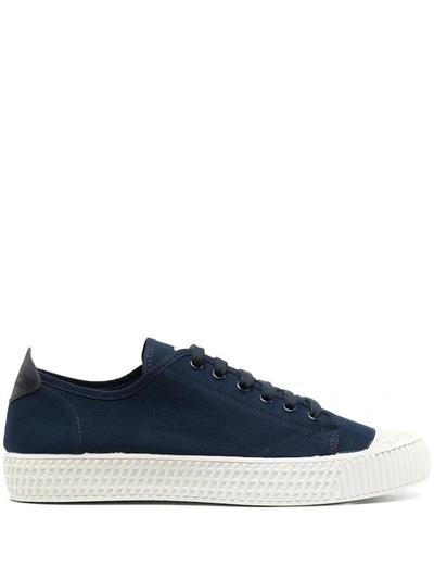 Car Shoe Two-tone Low-top Trainers In Blue