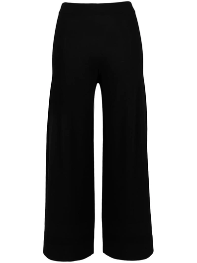 D-exterior Cropped Wide-leg Trousers In Black