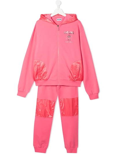 Moschino Kids' Raised Logo Two-piece Tracksuit Set In Pink