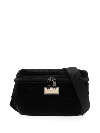 Dolce & Gabbana Logo-plaque Messenger Bag In Black