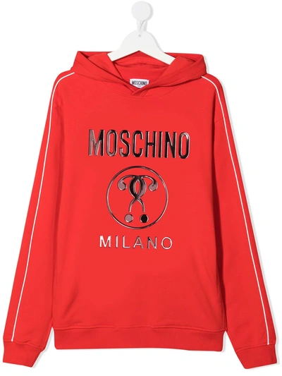 Moschino Teen Logo Print Hoodie In Red