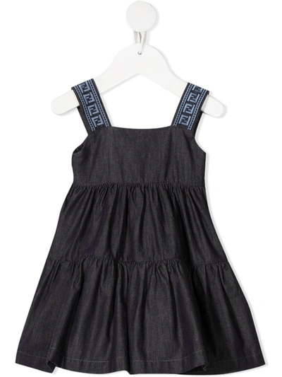 Fendi Babies' Blue Cotton Chambray Sun Dress