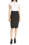 TED BAKER DAYLLA TWO-TONE MOCK NECK PENCIL DRESS,5059353584052