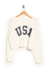 Abound State Print Cropped Fleece Pullover In White/navy Usa